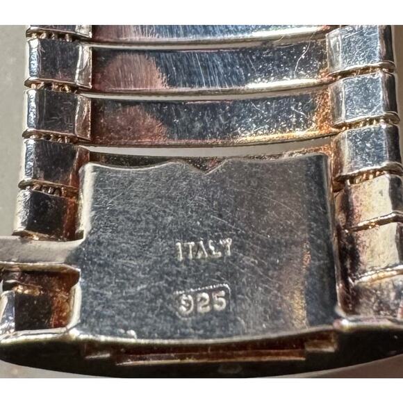 Italian Sterling Silver 925 Textured Articulated Panel Bracelet - Picture 10 of 14